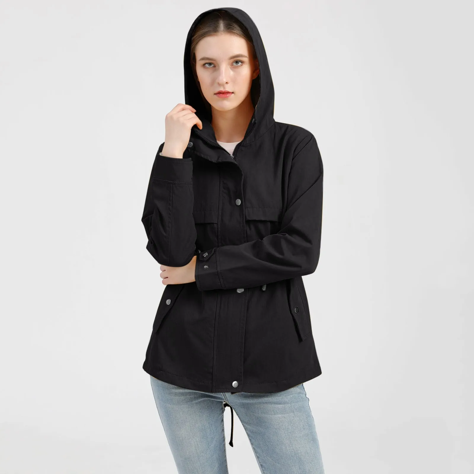 

Women's Windbreaker Fashion Women Windproof Rain Waterproof With Hood Female Outdoor Walking Hiking Coat Jacket Ветровка Женская