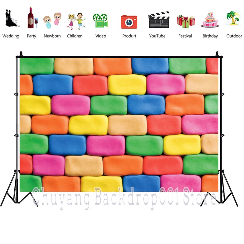 Красочный Пластилин кирпичная стена фото фон новорожденный ребенок душ дети