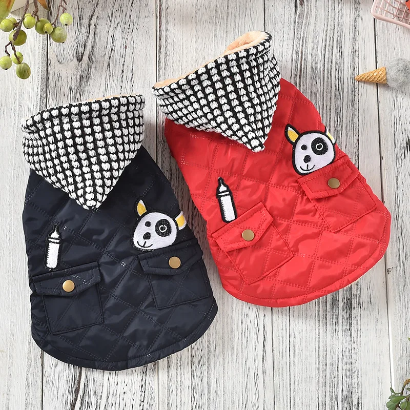 Одежда для собак на осень и зиму одежда домашних животных с шапкой пальто синего