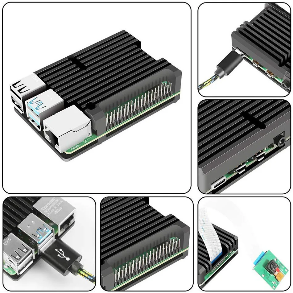Чехол для Raspberry Pi 4 Model B алюминиевый защитный корпус из Пассивного Охлаждения и