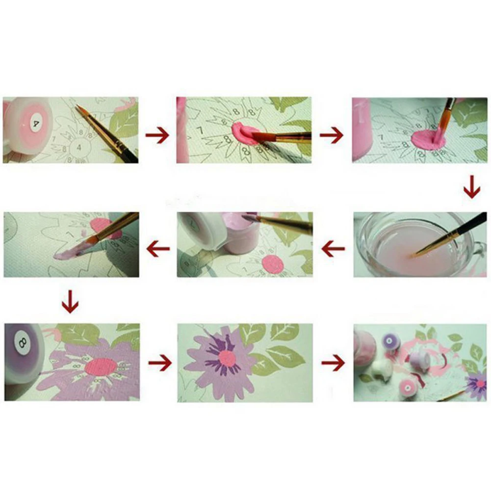 Картина с цветком велосипеда DIY украшение на стену живопись маслом по номерам