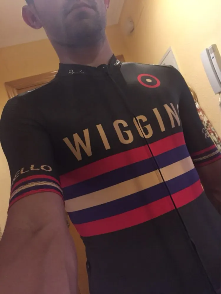 Хит, высокое качество, wiggins, велосипедная майка, облегающая, летняя, мужская, с рукавом, комплект для велоспорта, mtb, велосипедная рубашка