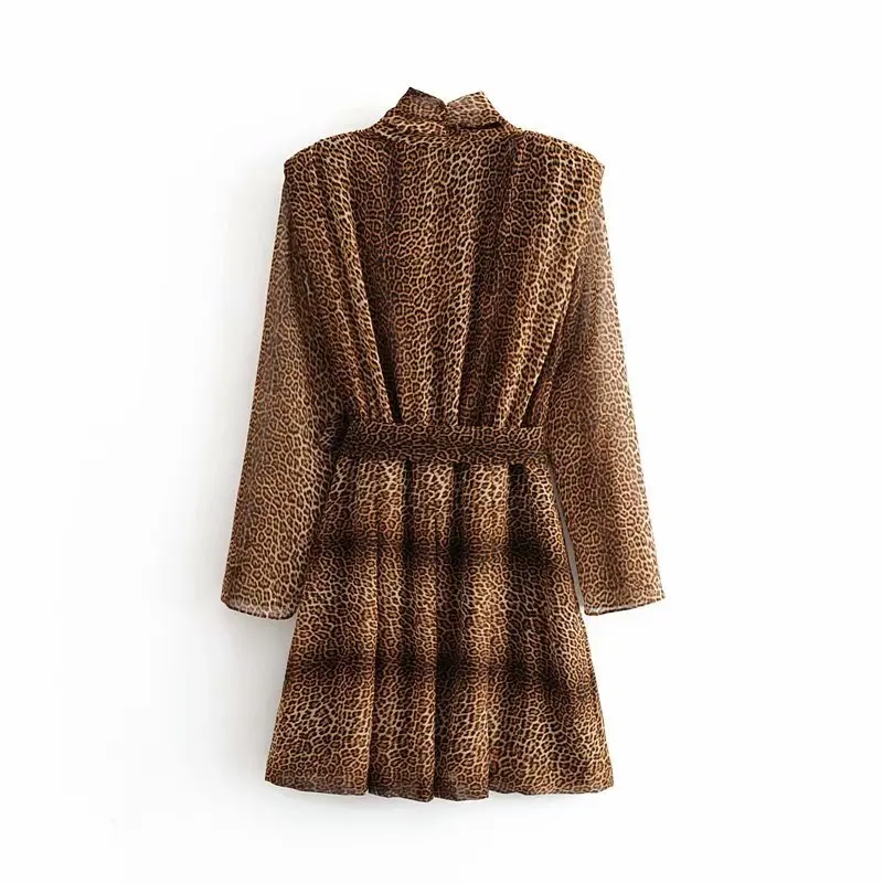 Новинка женское сексуальное мини-платье с v-образным вырезом и леопардовым