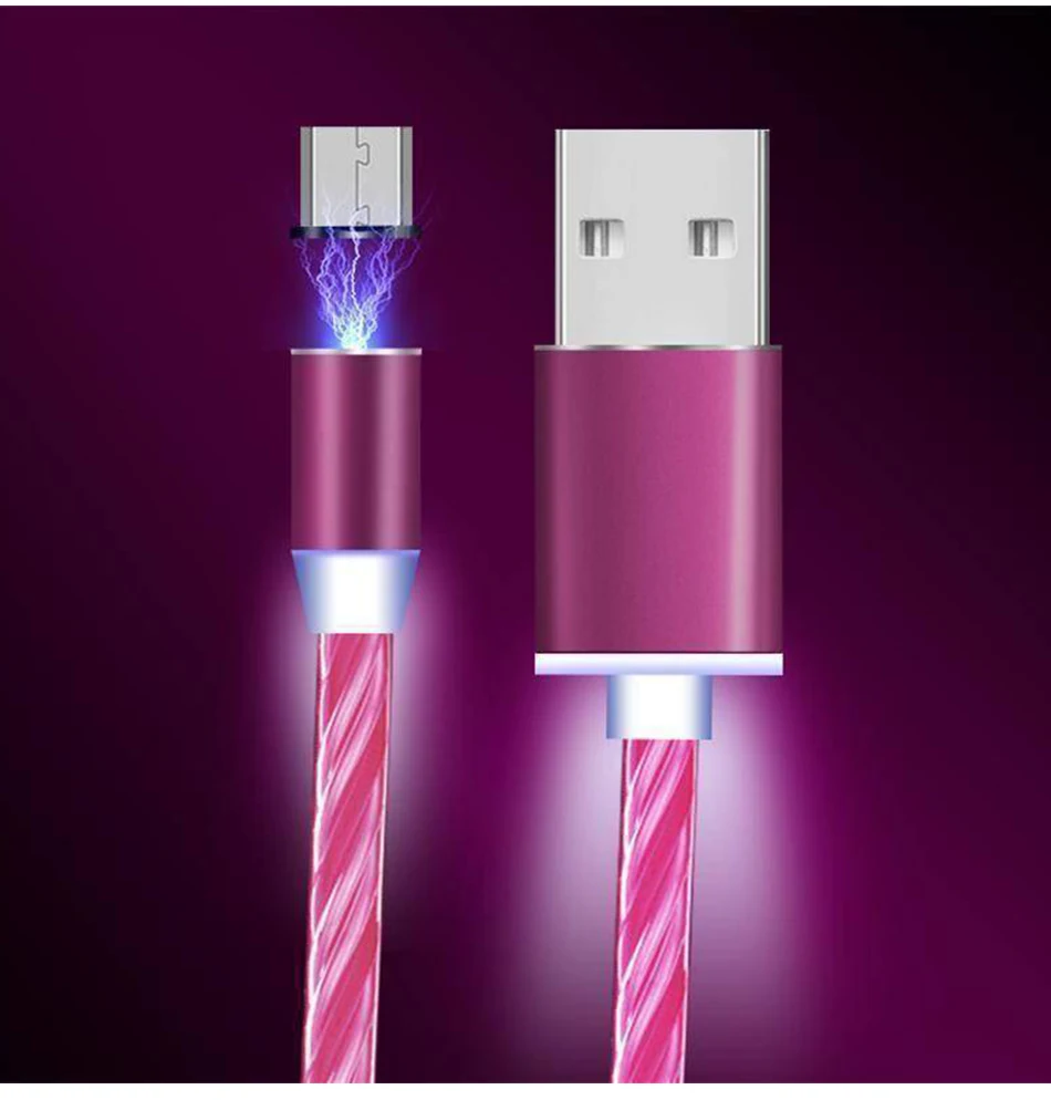 2 м светодиодный светящийся поток данных USB зарядное устройство Тип C/Micro USB/8 контактный кабель для зарядки для iPhone X samsung Galaxy Note зарядный провод шнур