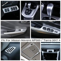 gear shift knob lever panel reading lights window lift button cover trim matte for nissan navara np300 terra 2017 2021
