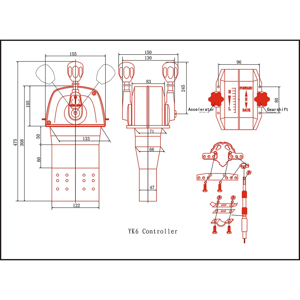 

YK6 Boat Engine Control Box Lever Top Mount Marine Engine Throttle Control Single Lever Handle Universal Engine Control Lever