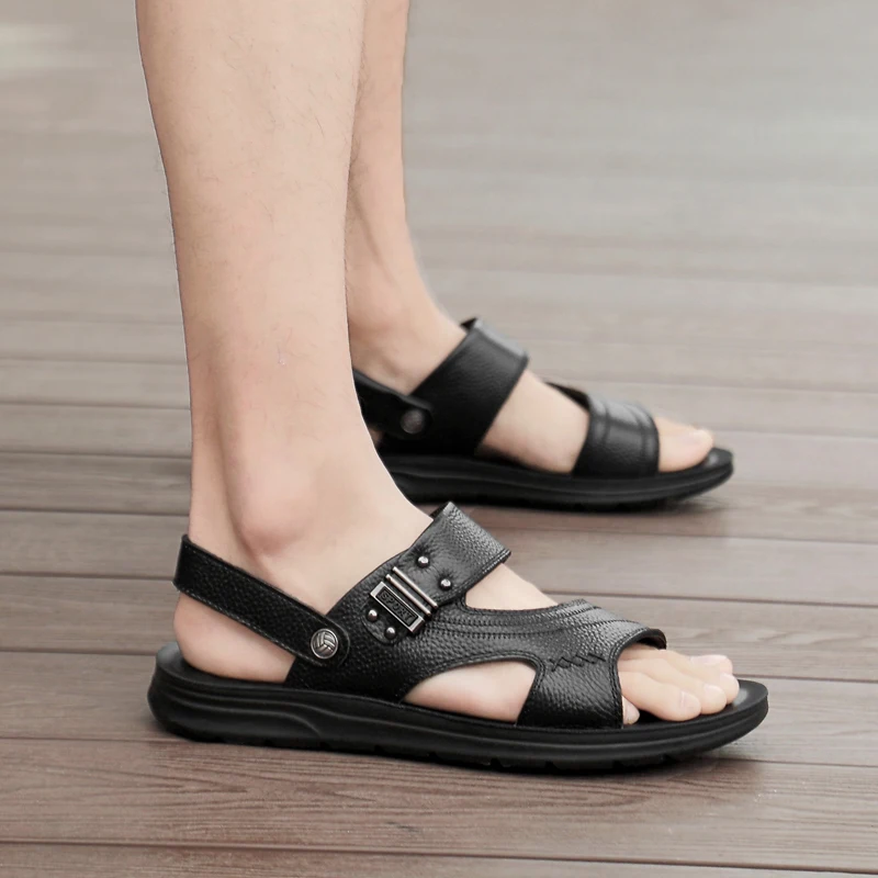 

zandalias homme beach masculino cuir heren sandalle men leather sandalen shoes erkek ritable slide sandalia genuino man da 2020