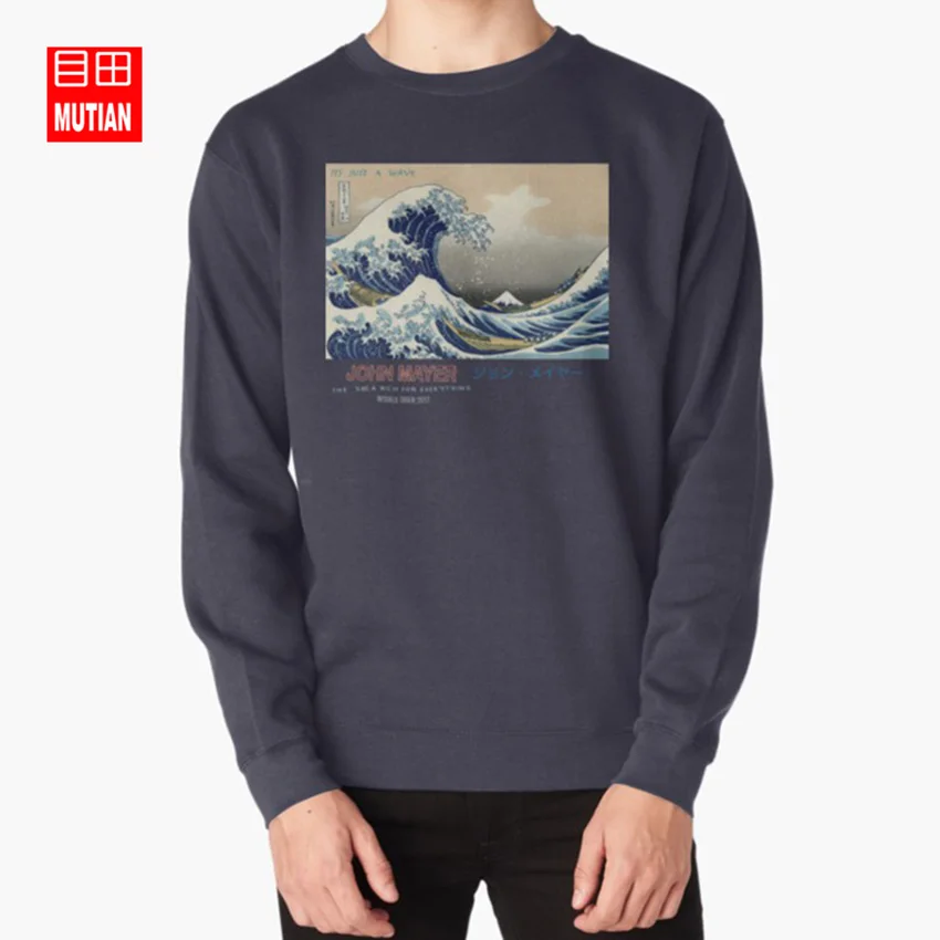 navy-sweatshirt Джон Майер лето волна толстовки Джон Майер лето волна отличный поиск все мир Тур - Цвет: navy-sweatshirt