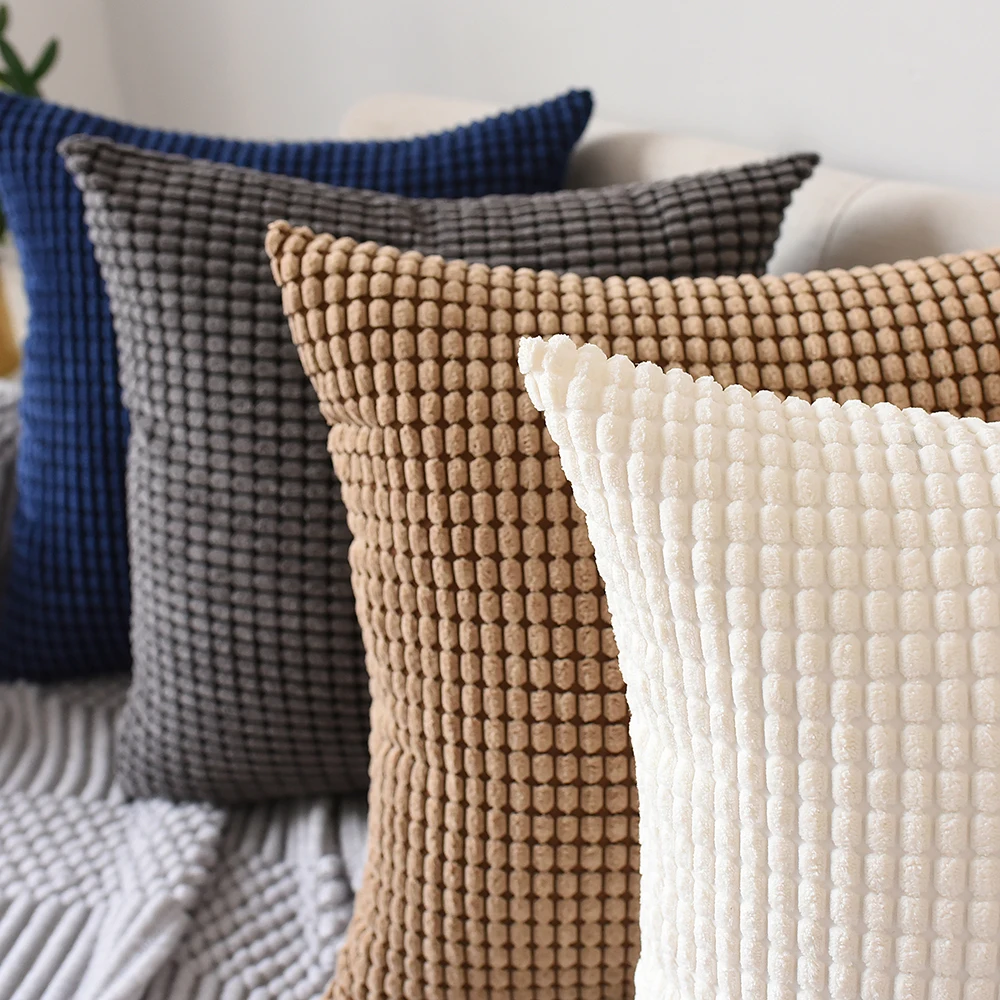 

Corn Grain Solid Sofa Cushion Cover Throw Pillow Case Soft Solid Square Kernel Plush Cushion Cover Pillow Case For Couch Decor