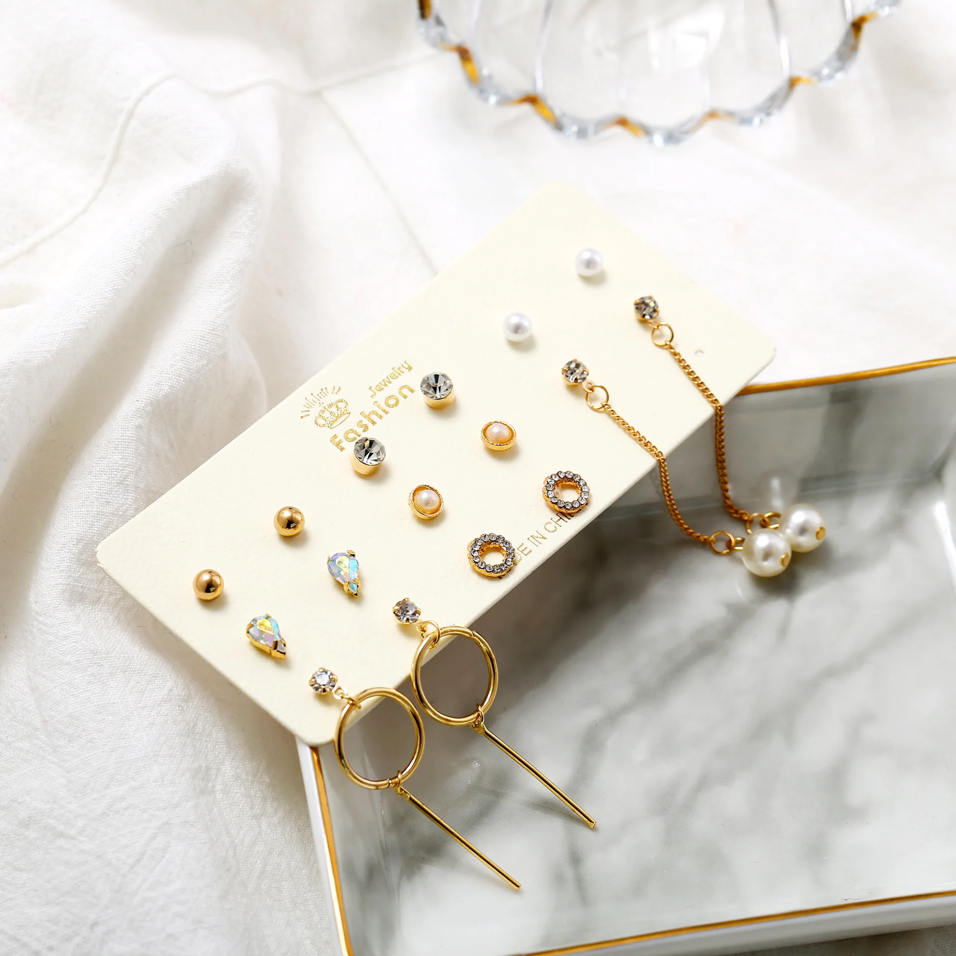 8 шт./компл. новые яркие серьги-кисточки с кристаллами и жемчугом для модных