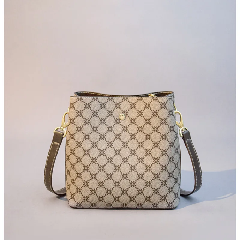 

Ведра из натуральной кожи для женщин, новинка 2021, модные классические клетчатые сумки на одно плечо, Женский Известный Кошелек и сумочки, су...