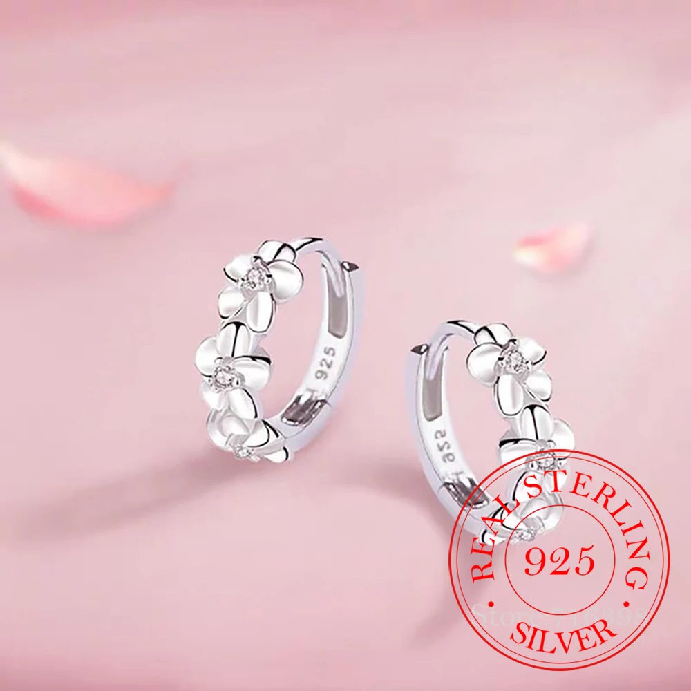New 925 Sterling Silver Earrings 2021 Trend Jewelry Small Flower Round Earrings Female Charm Jewelry Gift aros plata 925 mujer