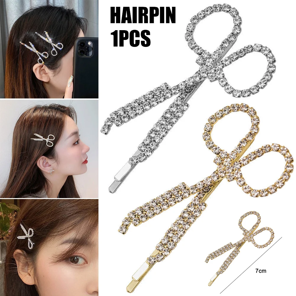 

Wholesale Stylish Rhinestone Scissors-shaped Hairpin Diamond Hair Accessories for Girls Women M3