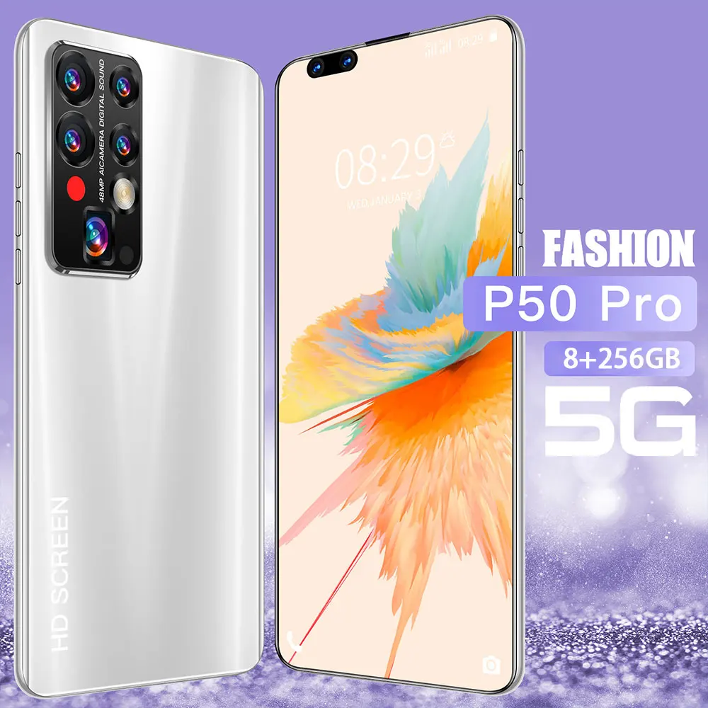 Tel&eacute;fono Inteligente P50 Pro, pantalla grande de 7,8 pulgadas, 8 + 256GB de resoluci&oacute;n, 1440x3200, MTK6889, c&aacute;mara HD de 40 + 48MP, 5G, red Global-1