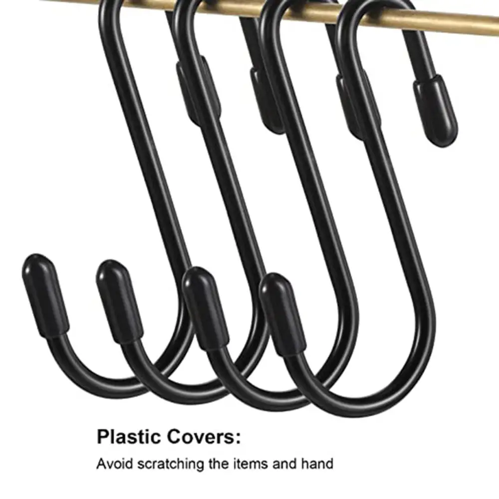 10Pcs 6pcs Black S Shaped Hooks Hanging Heavy Duty Hanger for Kitchen Bathroom Bedroom Office Pan Coat Bag Plants Storage Holder images - 6