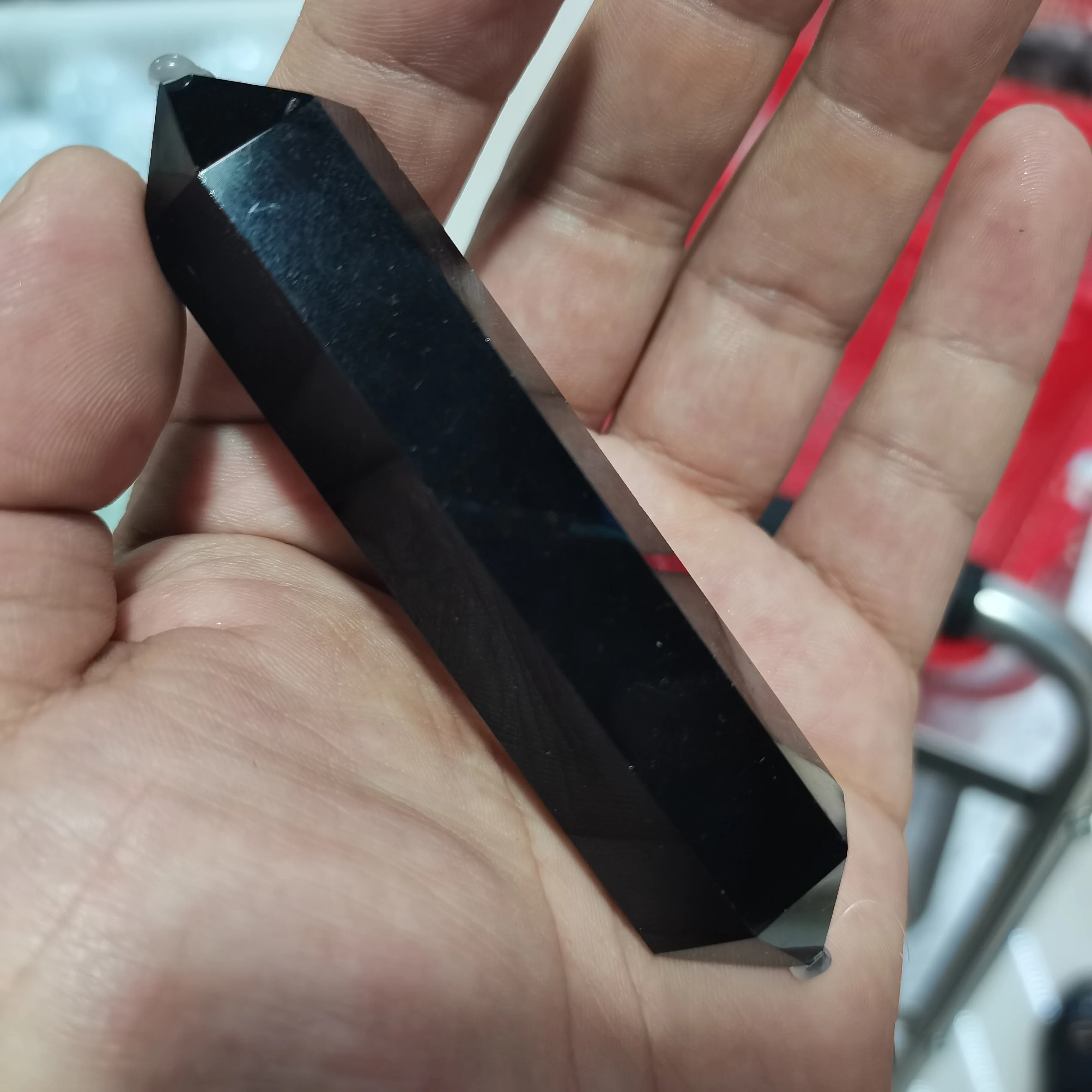 

100% Natural Fluorite Obsidian Crystal Column Point Healing Hexagonal Magic Wand Decoration Ornament Double-pointed Crystal #EW