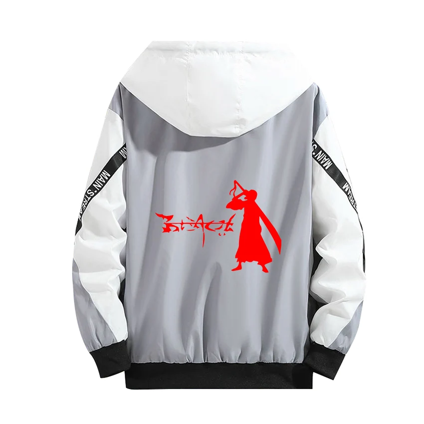 

BLEACH Cosplay Hoodie Kuchiki Rukia Luminous Print Zipper Coat Gray Splicing Student Winter Cotton Tops Sport Thick Jacket
