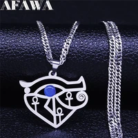 egyptian cross eye opal stainless steel chain necklaces for womenmen silver color statement necklace jewelry collier nxh1203s05