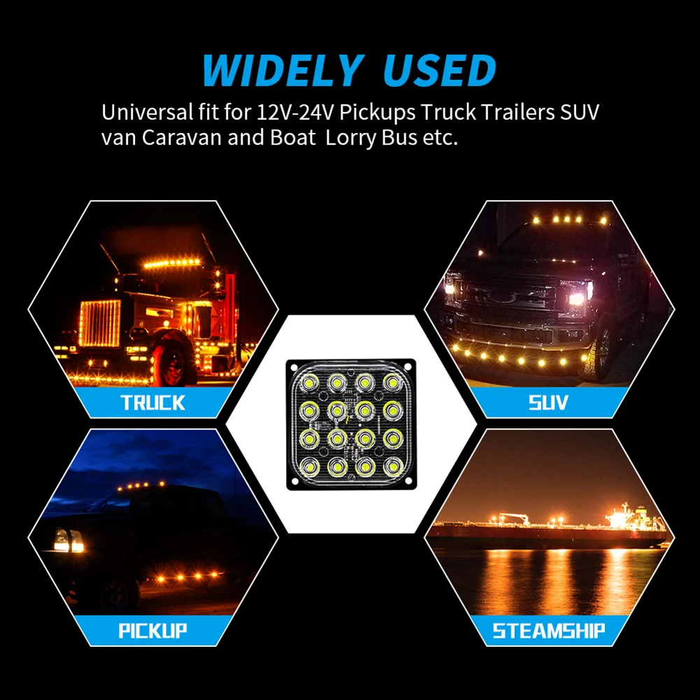 

12V-24V 48W Square LED Side light Bar Flood Beam Offroad Driving Lights
