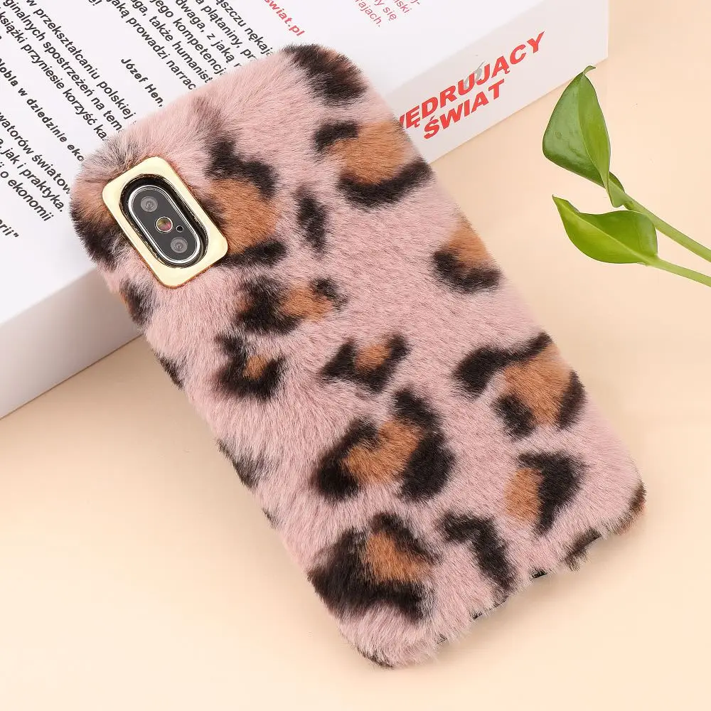 Модный пушистый леопардовый чехол LAPOPNUT из искусственного меха кролика для IPhone 11