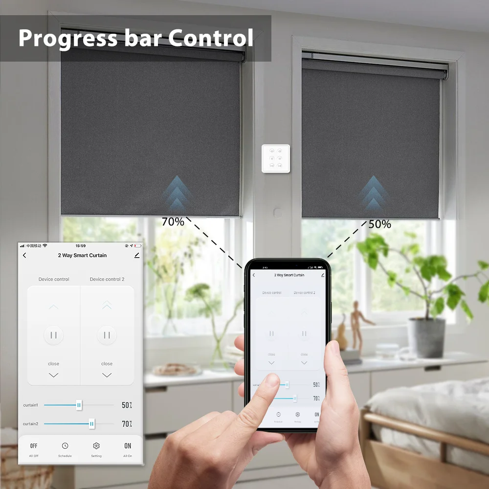 Tuya Smart Life ЕС Двойной Wi-Fi роликовый затвор для штор переключатель электрических
