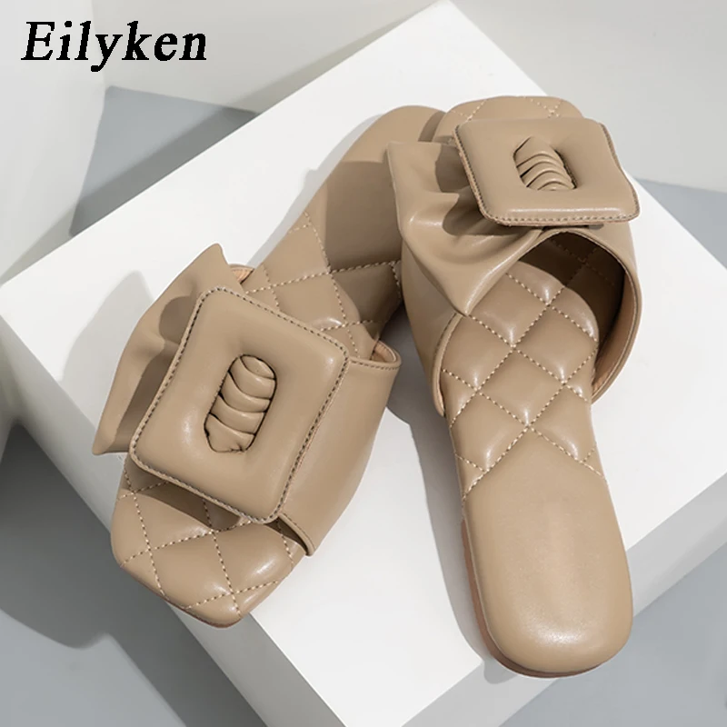 

Eilyken/Новинка 2022 года; Женские шлепанцы на плоской подошве; Модные дизайнерские женские шлепанцы в богемном стиле с пряжкой и бантом-бабочкой