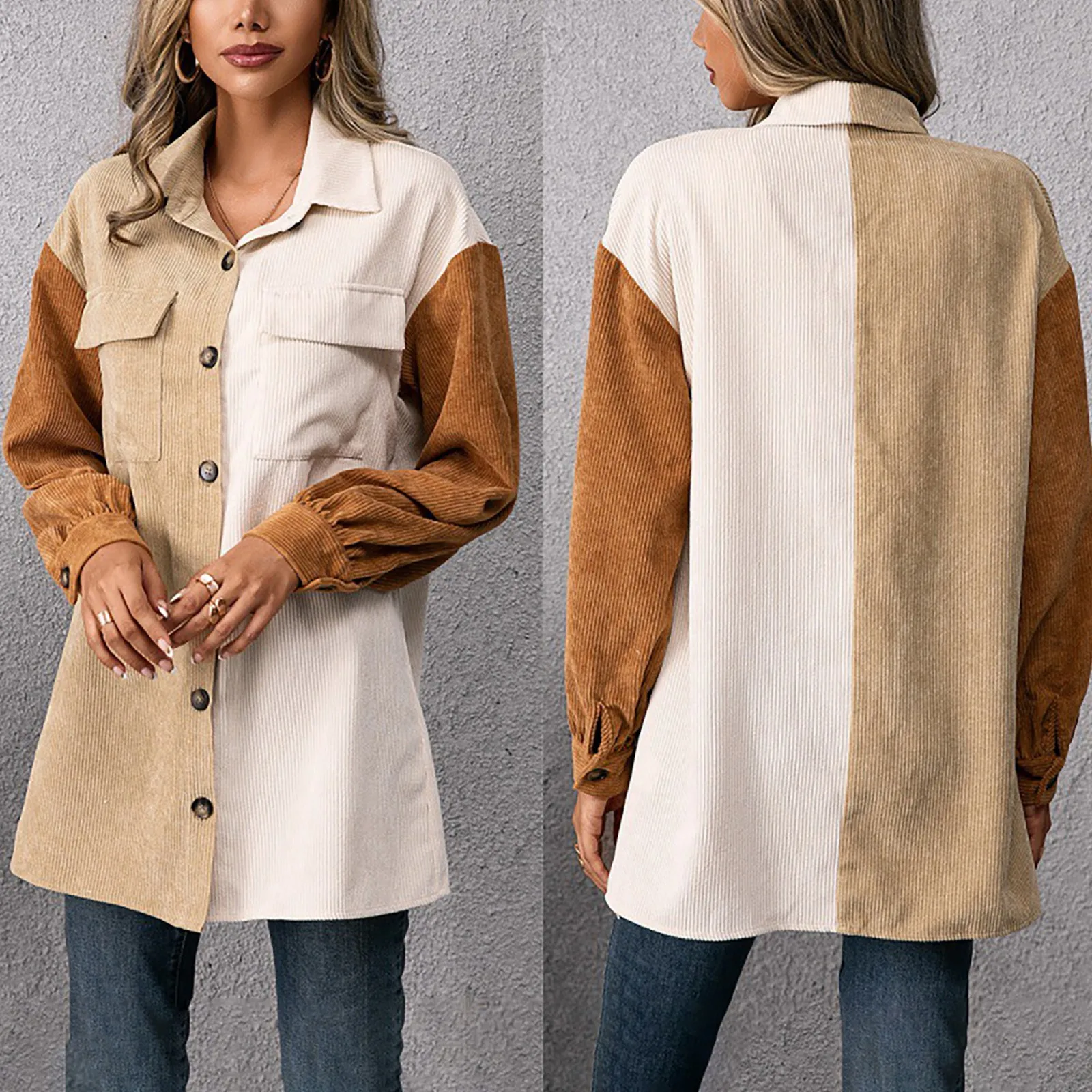 Женская модная повседневная однобортная шерстяная Свободная рубашка с отложным