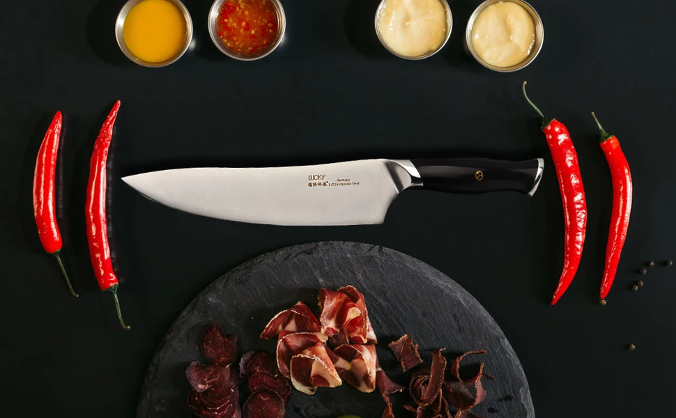 Нож шеф-повара Gyuto, кухонный, Германия 1,4116, нержавеющая сталь, 8 дюймов, Кливер, филе рыбы, нож для мяса, слайсер, инструмент для измельчения, инструмент для приготовления пищи 34