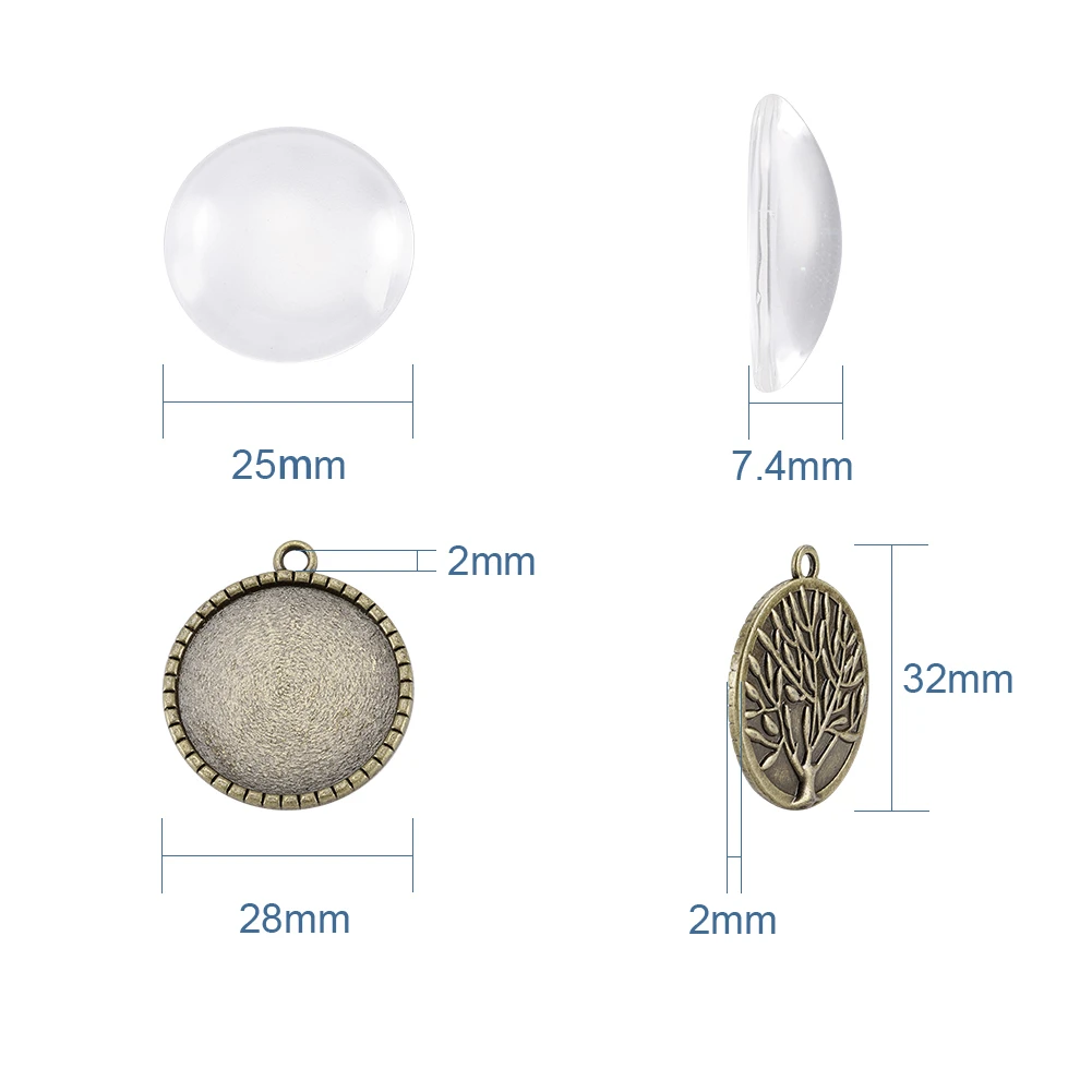 Прозрачный стеклянный кабошон 25 мм в форме купола для изготовления фото подвесок