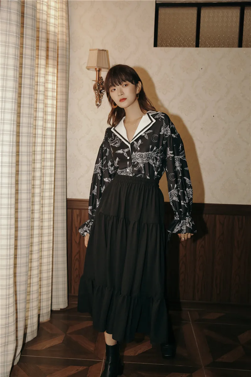 Дизайнерская винтажная блузка CHEERART 2020 рубашка с длинным рукавом женская