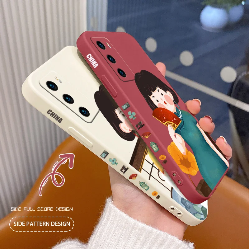

Retro Funny Maid Phone Case For Huawei P40 P40Lite P30 P20 Mate 40 40Pro 30 20 Pro Lite P Smart 2021 Y7a Liquid Silicone Cover