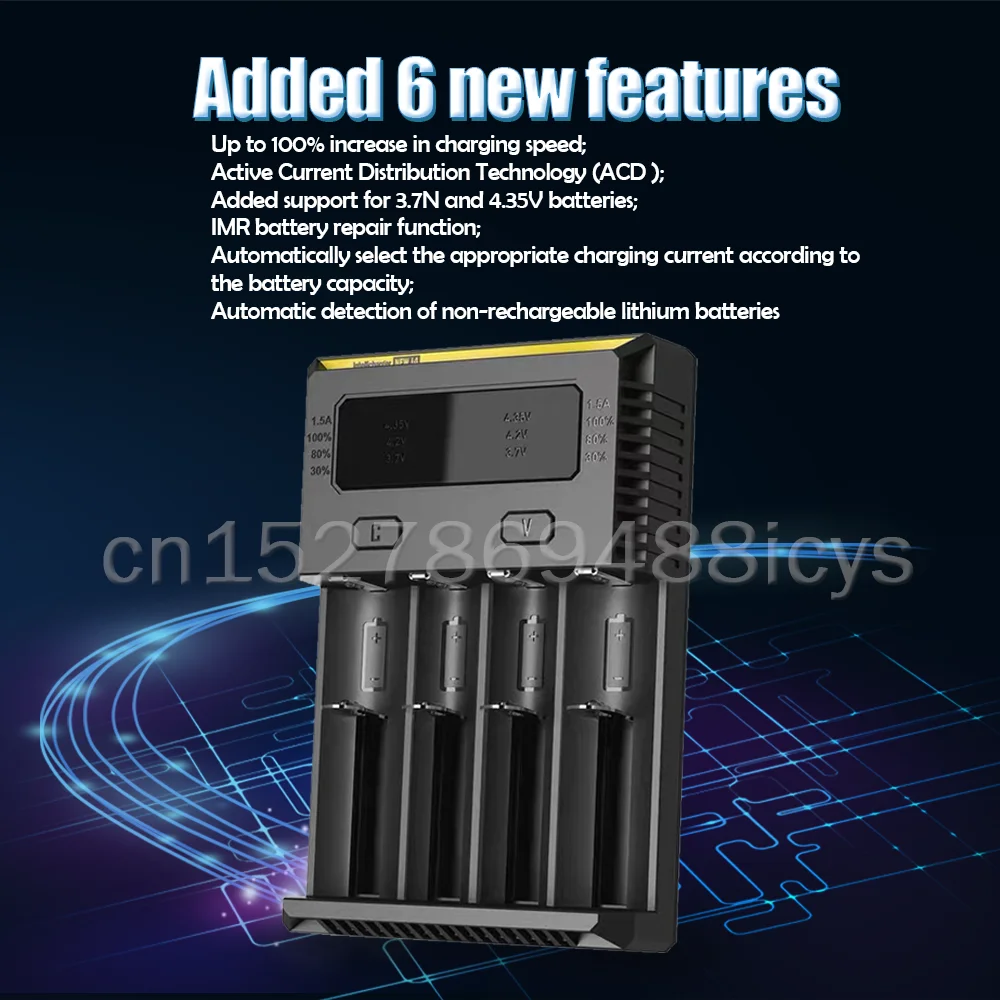 Новое зарядное устройство Nitecore I4 I2 Intelli с ЖК-дисплеем быстрое 12 В зарядка для IMR