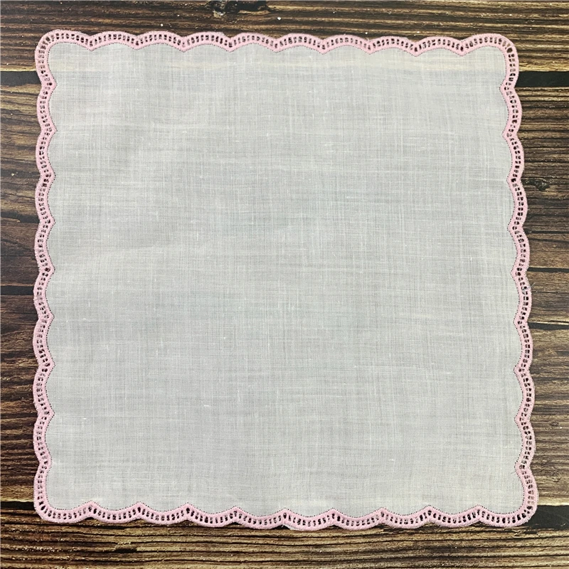 Set of 12 Fashion Wedding Handkerchiefs 12x12&quotWhite Ramie/Linen Hankies with Embroidered Scallop edges Vintage Hanky | Аксессуары