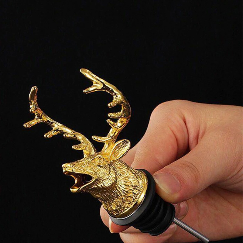 Цинковый сплав Олень голова вино Pourer уникальная бутылка вина пробка затычка для