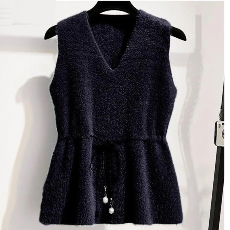 2021 весна осень женский v-образный вырез из искусственного меха мохеровый жилет