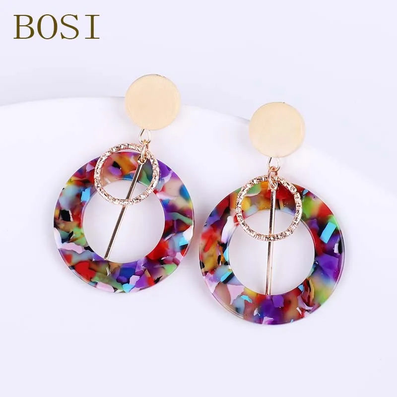 17 Серьги для женщин, акриловые, Boho, ацетат, висячие серьги, модные, большие, богемные, аксессуары, геометрические, Роскошные, трендовые, для лица - Окраска металла: 17