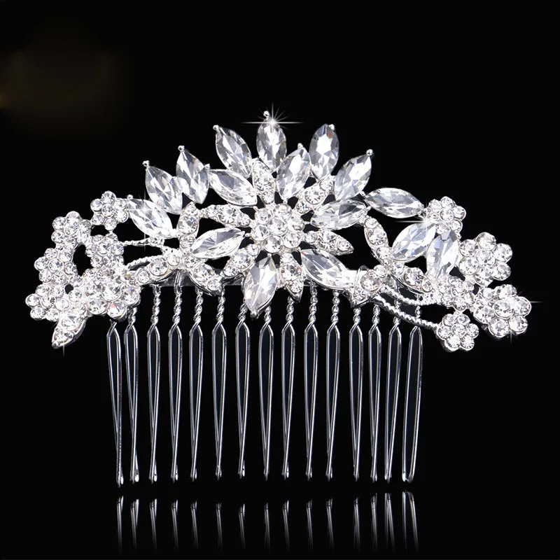 Design 11 Silver TREAZY/свадебные расчески для волос золотого цвета для женщин, украшенные жемчугом и кристаллами, свадебные аксессуары для волос, головной убор для дня рождения, диадема для невесты - Окраска металла: Design 11 Silver