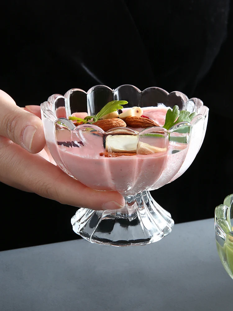 

AcCreative Cute Ice Cream Cup Fruit Juice Milk Tea Dessert Cup Milk Shake Cold Ice Cream Glass Cup Salad Bowl