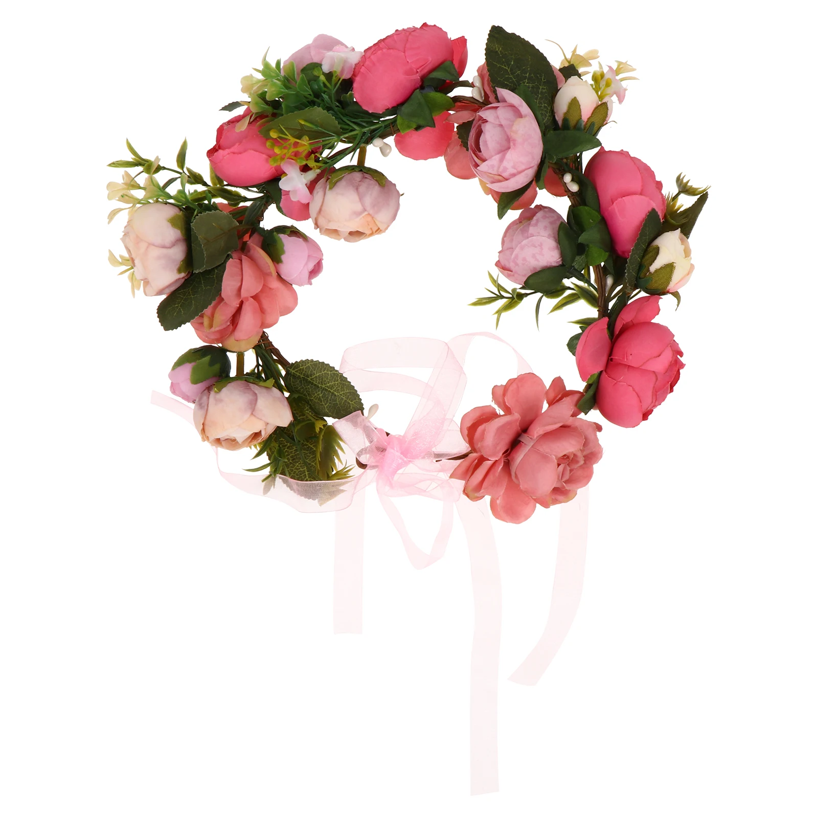 

1Pc Realistic Wreath Hair Decor Rose Flower Plant Headband Wedding Headdress