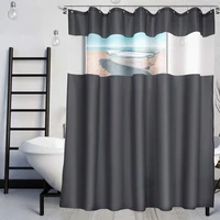 ufriday waterproof shower curtain with let light mesh screen charcoal grey fabric bath curtains for bathroom cutain with window