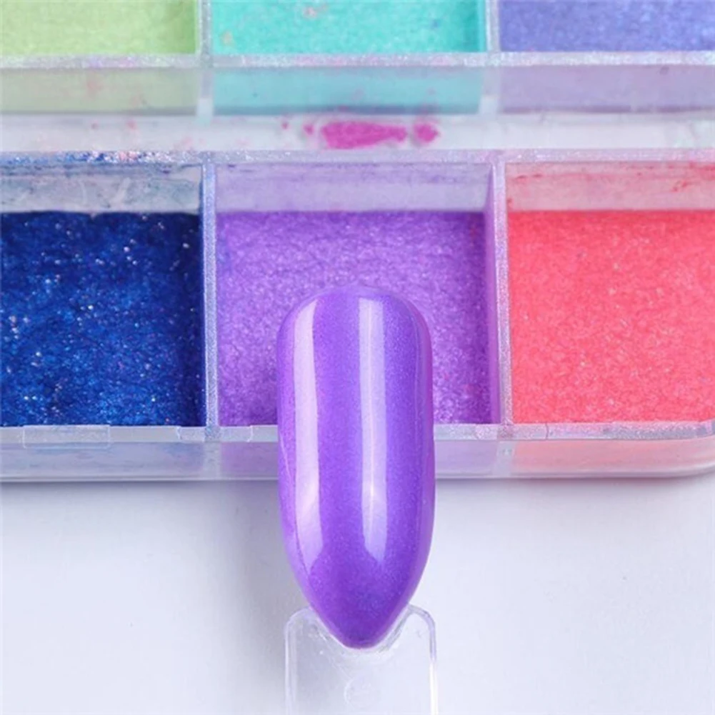 Лидер продаж! 12 шт./корт. Сверхтонкая блестящая пудра для ногтей пигмент сделай