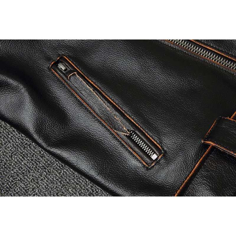 

2021 New Mens Genuine Cowhide Leather Jacket with Belt Black Brown Slim Motorcycle Biker Real Leather Real Jacket R3289