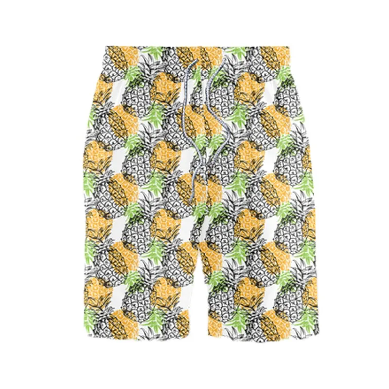 

Hawaiian Style Man Fashion Set Beach T-Shirt Shorts 2-Piece Can Separate Sell Summer Casual Short Sleeve Pineapple Print Men Set