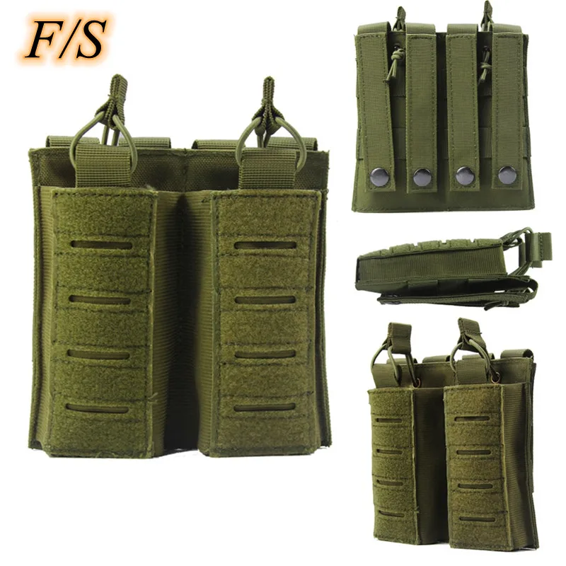 Tactical Molle Magazine Pouch Quick Release Two Mag Bag Universal Elastic Flashlight Radio Holder Case Hunting Cartridge Bag