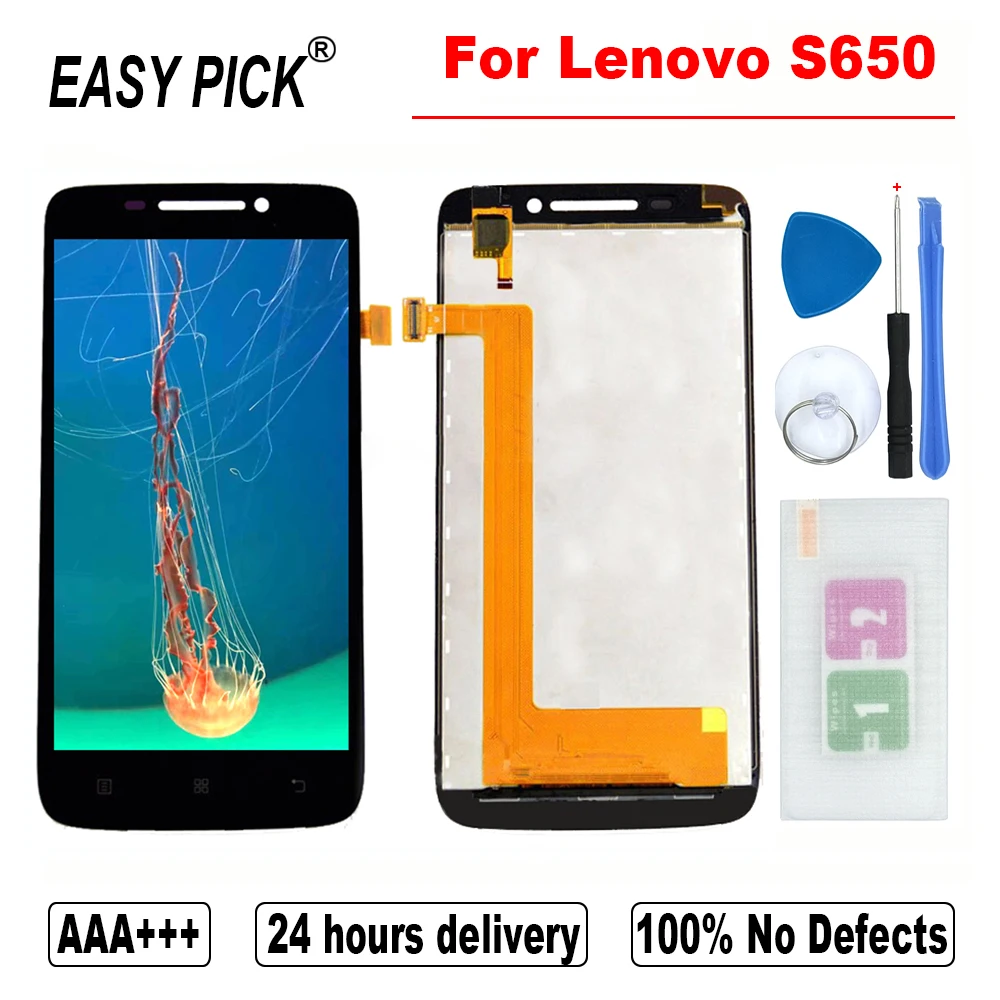 Для Lenovo S650 ЖК-дисплей сенсорный экран дигитайзер в сборе Замена с рамкой для IdeaPhone