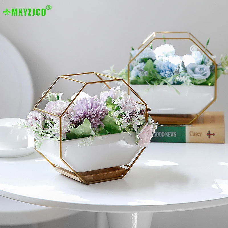 Восьмиугольник геометрический цветочный горшок металлический железный каркас