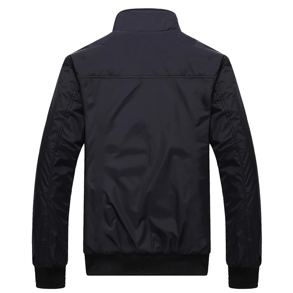 

Men Jackets Fashion Casual Autumn Winter Solid Color Stand Collar Zipper Pockets Coat Pilot Jacket Slim Plus size Male Outwear