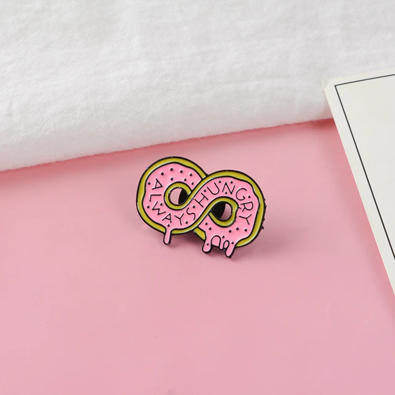 Эмалированная брошь в виде розовых пончиков Мультяшные броши сладкой еды