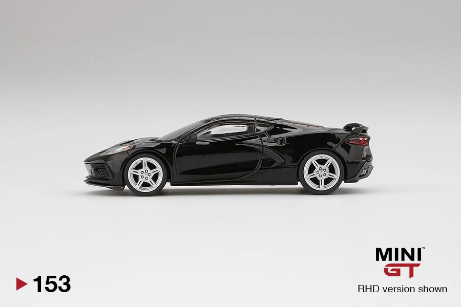 MINIGT 1/64 Chevrolet Corvette Stingray 2020 черная w/темно-серая полоса с LHD и RHD предварительная