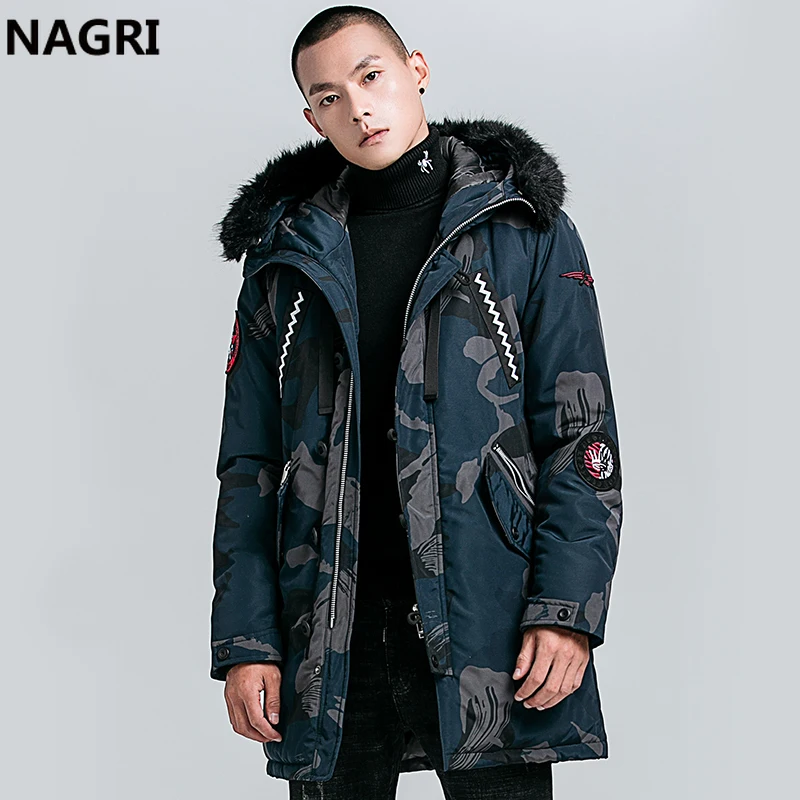 Мужская зимняя длинная куртка с меховым воротником и капюшоном|Мужские парки| |